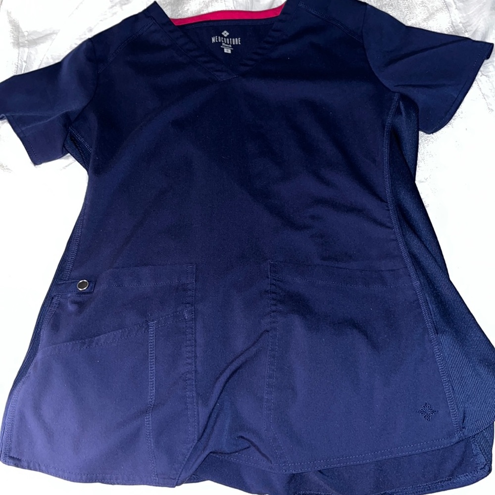 Small petite Womens  Medcouture navy scrub set